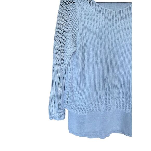 Eileen Fisher Womens Blue Long Sleeve Open Knit Pullover Sweater Size Medium - Picture 12 of 12